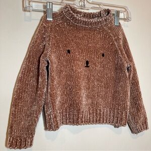 Rylee + Cru Chenille Bear Sweater in Dusty Rose 18-24m